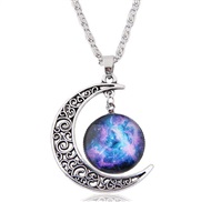 A occidental style fashion   retro silver hollow day Moon   personality lady necklace