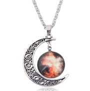 C occidental style fashion   retro silver hollow day Moon   personality lady necklace