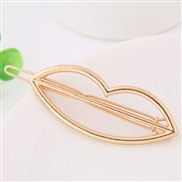 (gold)occidental style fashion  Metal lips personality Word