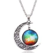 occidental style fashion   retro silver hollow day Moon   personality lady necklace