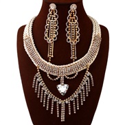 occidental style fashion fashion exaggerating necklace  bride wedding diamond earrings necklace set