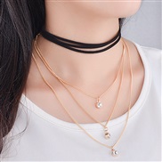 occidental style  fashion woman  brief Street Snap  multilayer Rhinestone pendant clavicle necklace