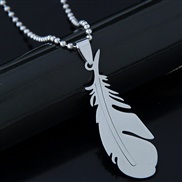 occidental style fashion  stainless steel personality feather man woman temperament necklace