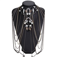occidental style exaggerating Alloy multilayer weave glass Rhinestone chain chain