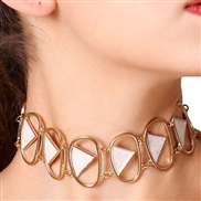 occidental style  fashion triangle geometry  Collar  Alloy buttons clavicle necklace