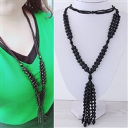occidental style fashion  all-Purpose Pearl beads tassel personality long necklace sweater chain