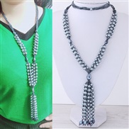 occidental style fashion  all-Purpose Pearl beads tassel personality long necklace sweater chain
