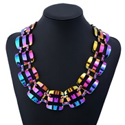occidental style exaggerating retro Colorful necklace  fashion textured geometry circle