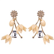 occidental style all-Purpose personality Earring  luxurious Acrylic flowers bride tassel earrings  fashion diamond ear
