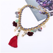 occidental style exaggerating fashion short style Bohemian style wind rope tassel rose necklace