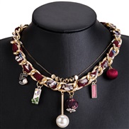 occidental style exaggerating Alloy imitate Pearl weave necklace Bohemia female
