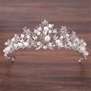 bride Pearl handmade crown  silver color branch crown head Headband  day crown