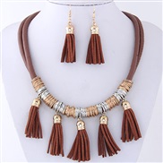 ( color) occidental style fashion  concise Bohemia wind all-Purpose tassel temperament fashion necklace earrings  se