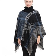 new autumn Winter warm high hedging grid shawl occidental style fashion all-Purpose woman style grid thick cloak
