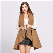 # occidental style Autumn and Winter large size loose and comfortable Double pocket big lapel sweaters shawl cloak