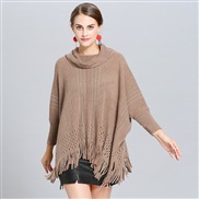 # occidental style Autumn and Winter Stripe loose and comfortable tassel hedging bat shirt sleeves sweaters cloak