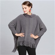 # occidental style Autumn and Winter Stripe loose and comfortable tassel hedging bat shirt sleeves sweaters cloak