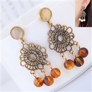 occidental style fashion  Metal hollow flower drop personality temperament ear stud