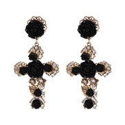 ( black) Word earrings high-end Alloy diamond earrings