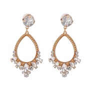 ( white)UR earrings occidental style high-end glass diamond Alloy ear stud earring