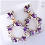 occidental style fashion   Metal concise circle bright gem exaggerating ear stud