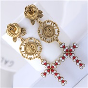 occidental style fashion   Metal all-Purpose petal coin cross temperament exaggerating ear stud