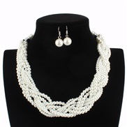 ( white)occidental style  luxurious temperament  all-Purpose Pearl  handmade weave  short style necklace F