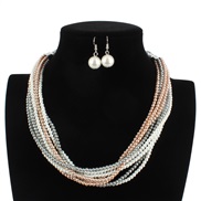 ( Mixed color)handmade multilayer Pearl chain  occidental style fashion  Street Snap fashion necklace  womanF