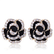 fine  Korean style fashion classic earring  concise flash diamond rose temperament personality ear stud buckle