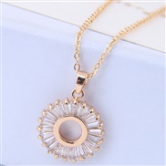 fine   Korean style fashion  bronze embed zircon sweet concise circle personality woman necklace