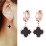 fine ear stud  Korean style fashion  concise four clover temperament personality ear stud buckle