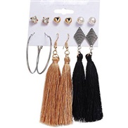 occidental style  Metal concise all-Purpose Bohemian style concise tassel set ear stud