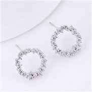 925 silver  occidental style fashion  embed zircon sweet concise circle circle Round woman personality ear stud