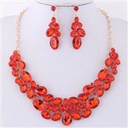 occidental style fashion  Metal bright gorgeous gem temperament exaggerating necklace  ear stud set