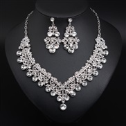 ( white)( green)  crystal gem transparent necklace earrings set occidental style bride woman fashion