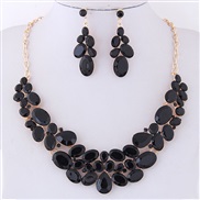 occidental style fashion  Metal bright gorgeous gem temperament exaggerating necklace  ear stud set