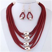  occidental style fashion  Metal multilayer chain temperament exaggerating necklace earrings set