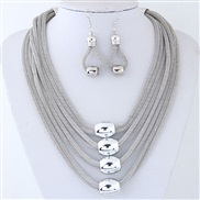 ( ) occidental style fashion  Metal multilayer chain temperament exaggerating necklace earrings set