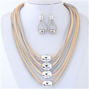 (+ gold ) occidental style fashion  Metal multilayer chain temperament exaggerating necklace earrings set