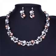occidental style imitate Pearl necklace earrings set  Ladies temperament all-Purpose set