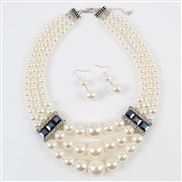 occidental style creative style multilayer Pearl necklace  Alloy diamond