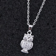 Korean style fashion  bronze mosaic zircon sweetO owl personality necklace