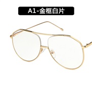 (A  gold frame  while  Lens )Korean style style sunglass  retro Metal Double Sunglasses fashon ocean sunglass