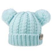 ( Peppermint Green )child hat woolen knitting Autumn and Winter twisted weave Double hat man woman