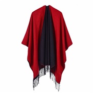 ( red)occidental style head lady big scarf autumn Winter all-Purpose warm two color tassel shawl