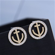 ( gold ) Korean style fashion sweetOL bronze embed Zirconium concise personality ear stud earrings