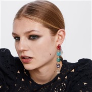 ( Color)UR fashion long style leaf earrings high quality crystal glass diamond earring woman temperament