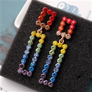 ( Color)s silver earrings  occidental style fashion personality exaggerating arring  brief geometry colorful diamond ear
