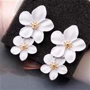 ( white)creative arring occidental style personality trend multicolor Double layer flowers ear stud brief sweet earrings