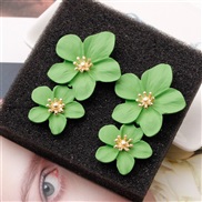 creative arring occidental style personality trend multicolor Double layer flowers ear stud brief sweet earrings
